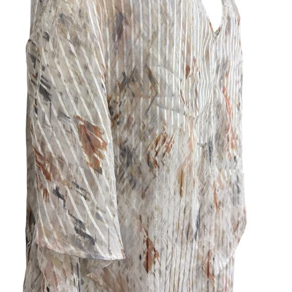 White House Black Market Metallic Floral Pinstriped Sleeveless Top Blouse sz L - Picture 3 of 16